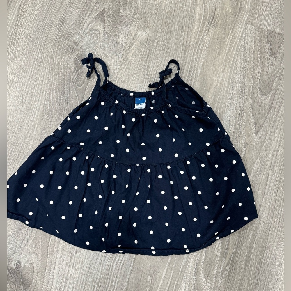 4T navy and white dot baby doll top